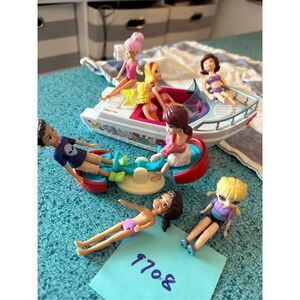 Polly Pocket TROPICAL SPLASH ADVENTURE BOAT dolls accessories bundle. 9708